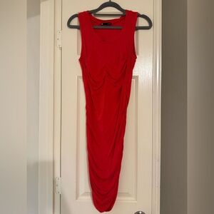 Krisa by REVOLVE Modal blend Chic Red Draped Midi Dress